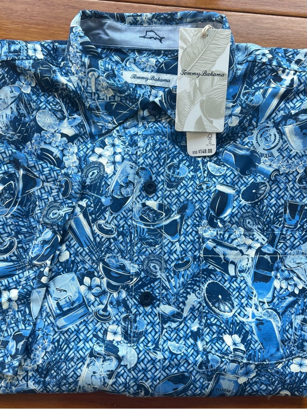Tommy Bahama Men’s Silk Camp Shirt Island Mixer SZ L NWT  $148 Mountain Blue